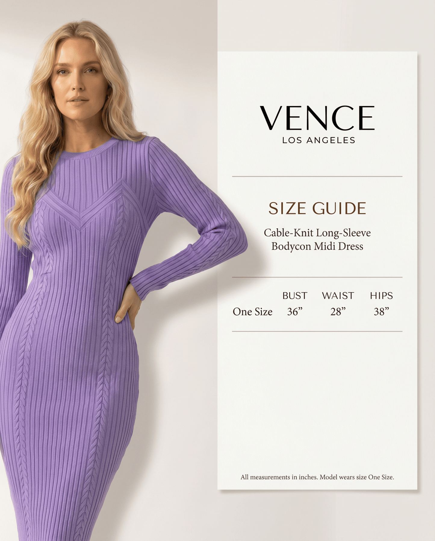 Cable-Knit Long-Sleeve Bodycon Midi Dress - vencé