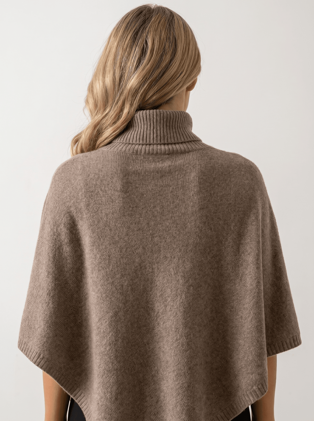 Cashmere Turtleneck Asymmetric Cape - vencé