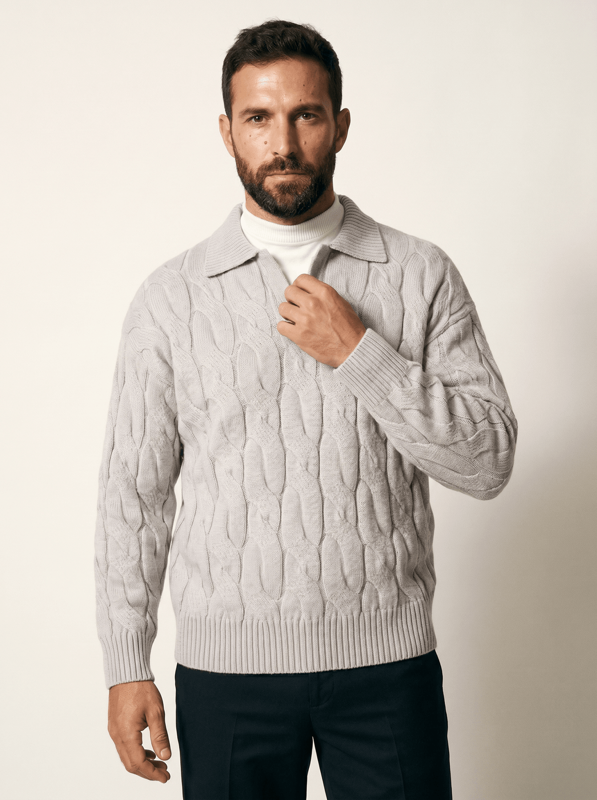 Mens Colour-Blocked Mock Two-Piece Knit Sweater - vencé