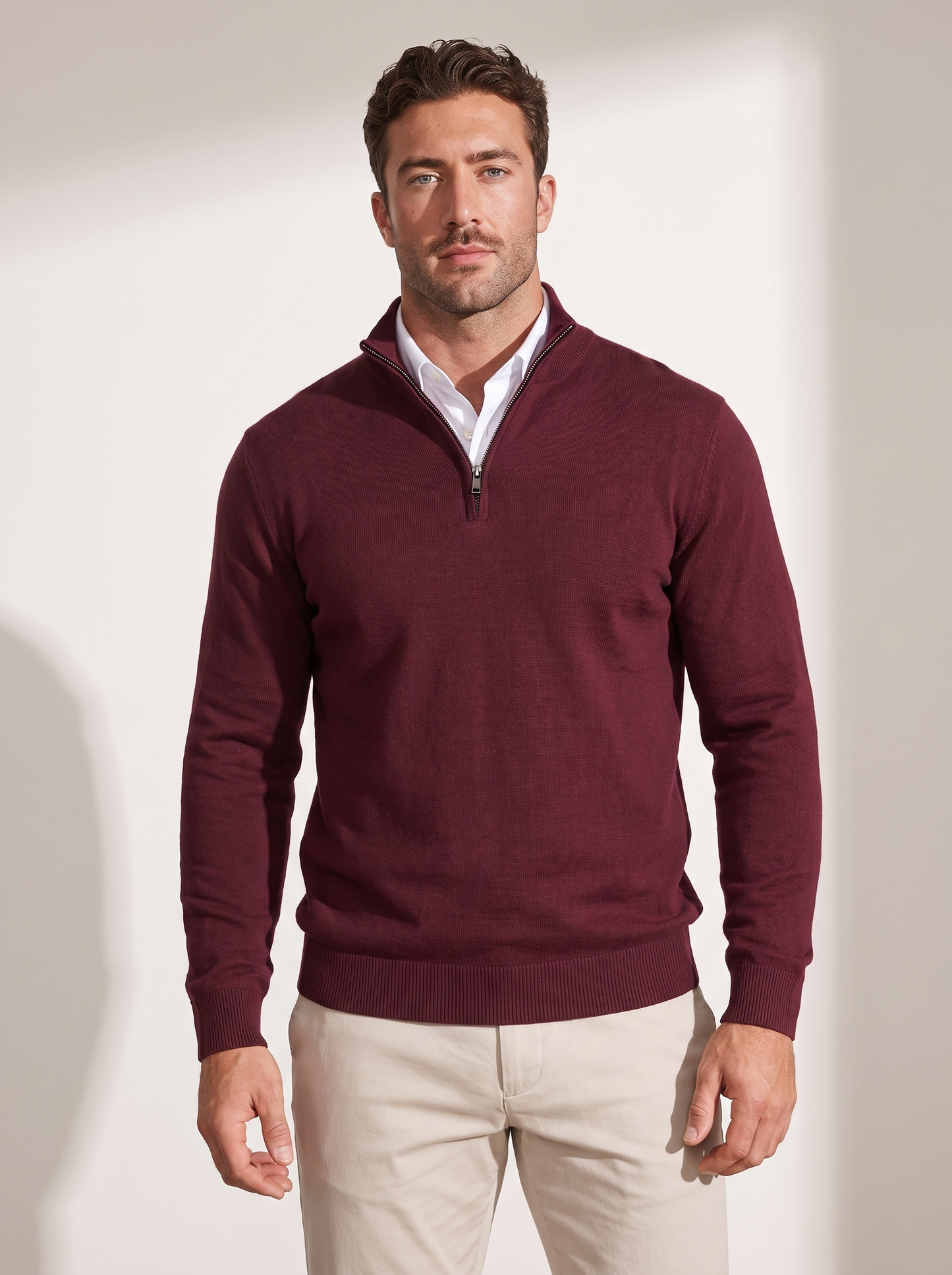 Quarter-Zip Mock Neck Knit Pullover