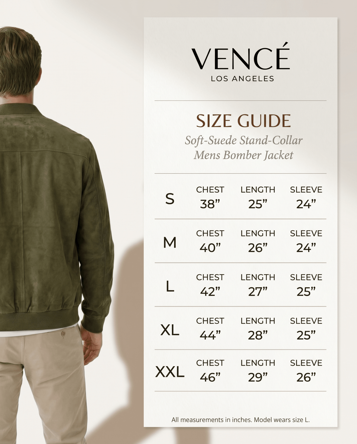 Soft - Suede Stand - Collar Mens Bomber Jacket - vencé