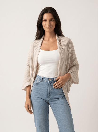 Batwing-Sleeve Cape Cardigan - vencé