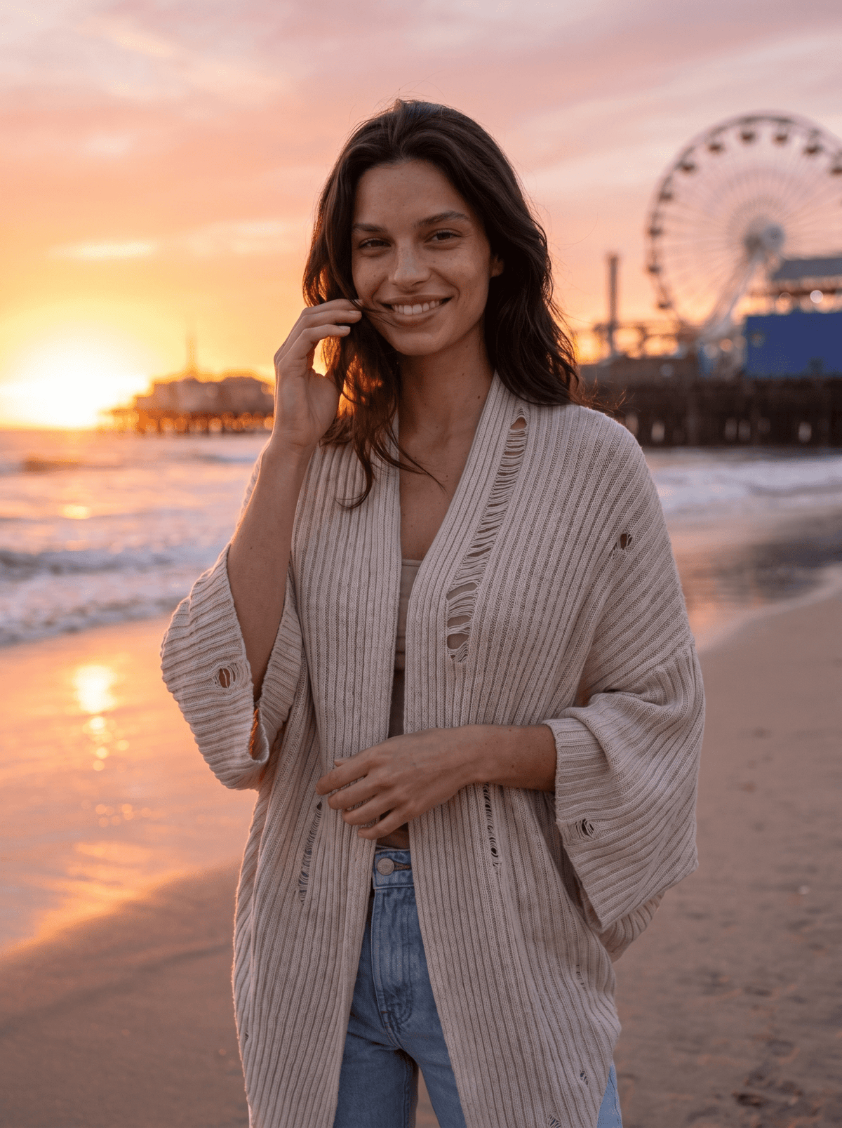 Batwing-Sleeve Cape Cardigan - vencé