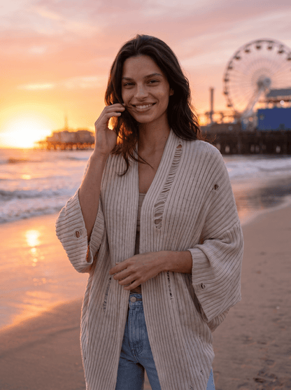 Batwing-Sleeve Cape Cardigan - vencé