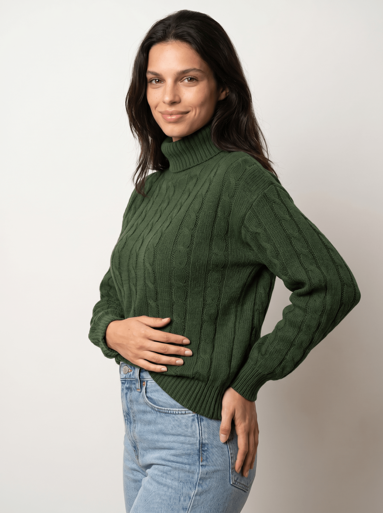 Cable Knit Turtleneck Sweater - vencé