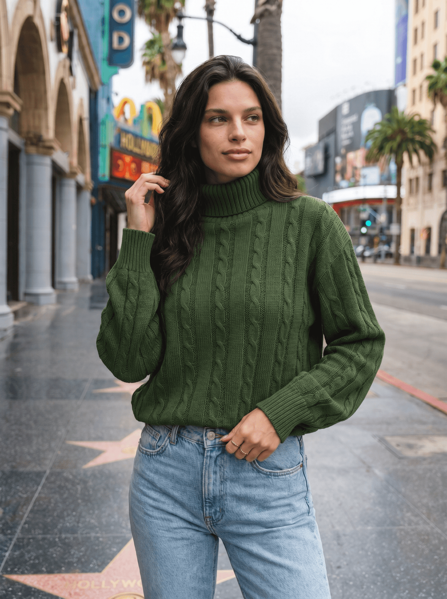 Cable Knit Turtleneck Sweater - vencé