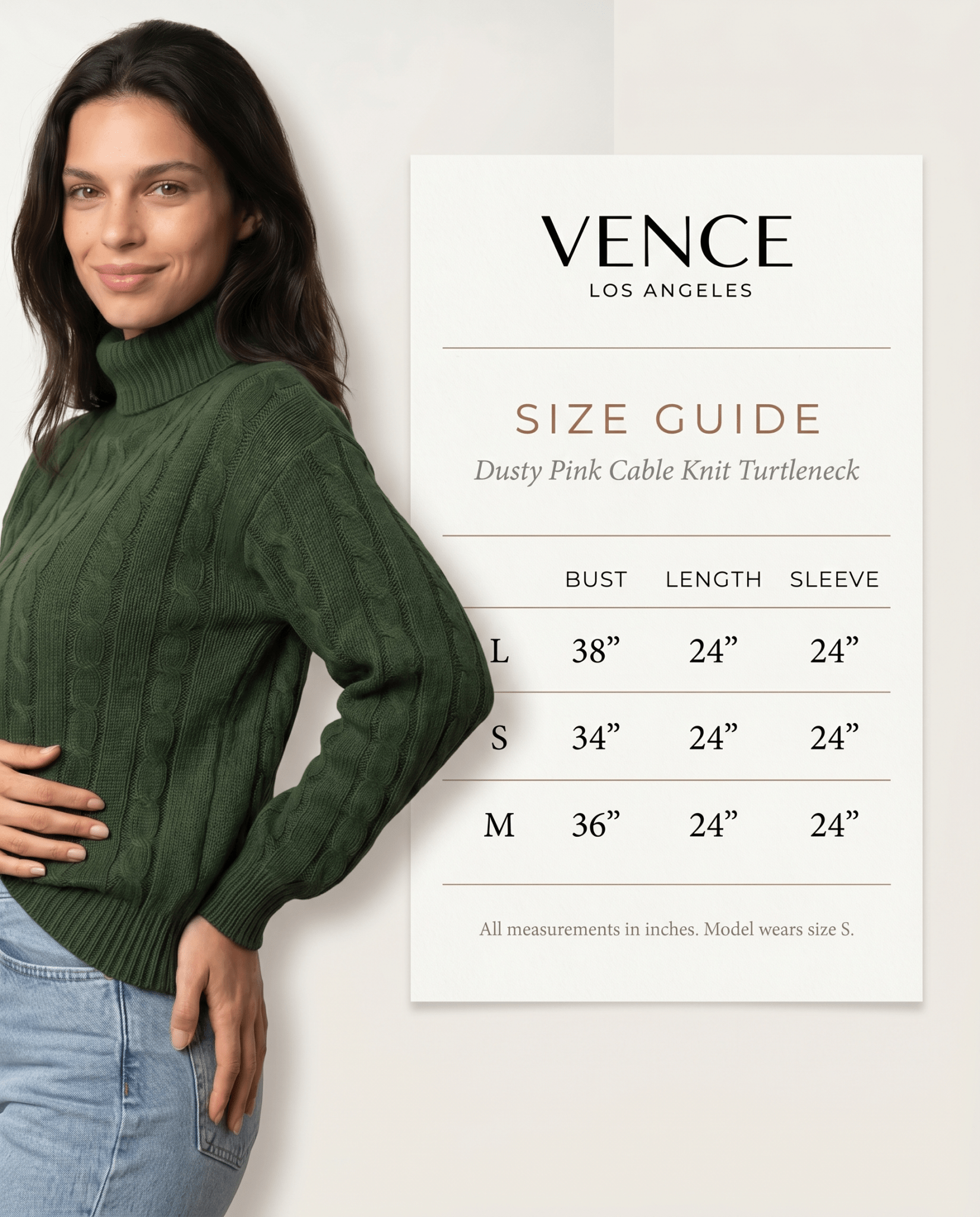 Cable Knit Turtleneck Sweater - vencé
