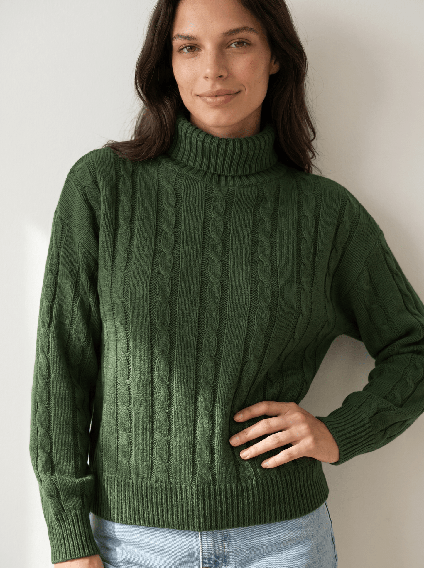 Cable Knit Turtleneck Sweater - vencé