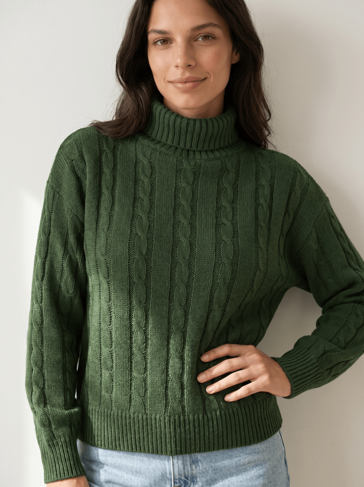 Cable Knit Turtleneck Sweater - vencé