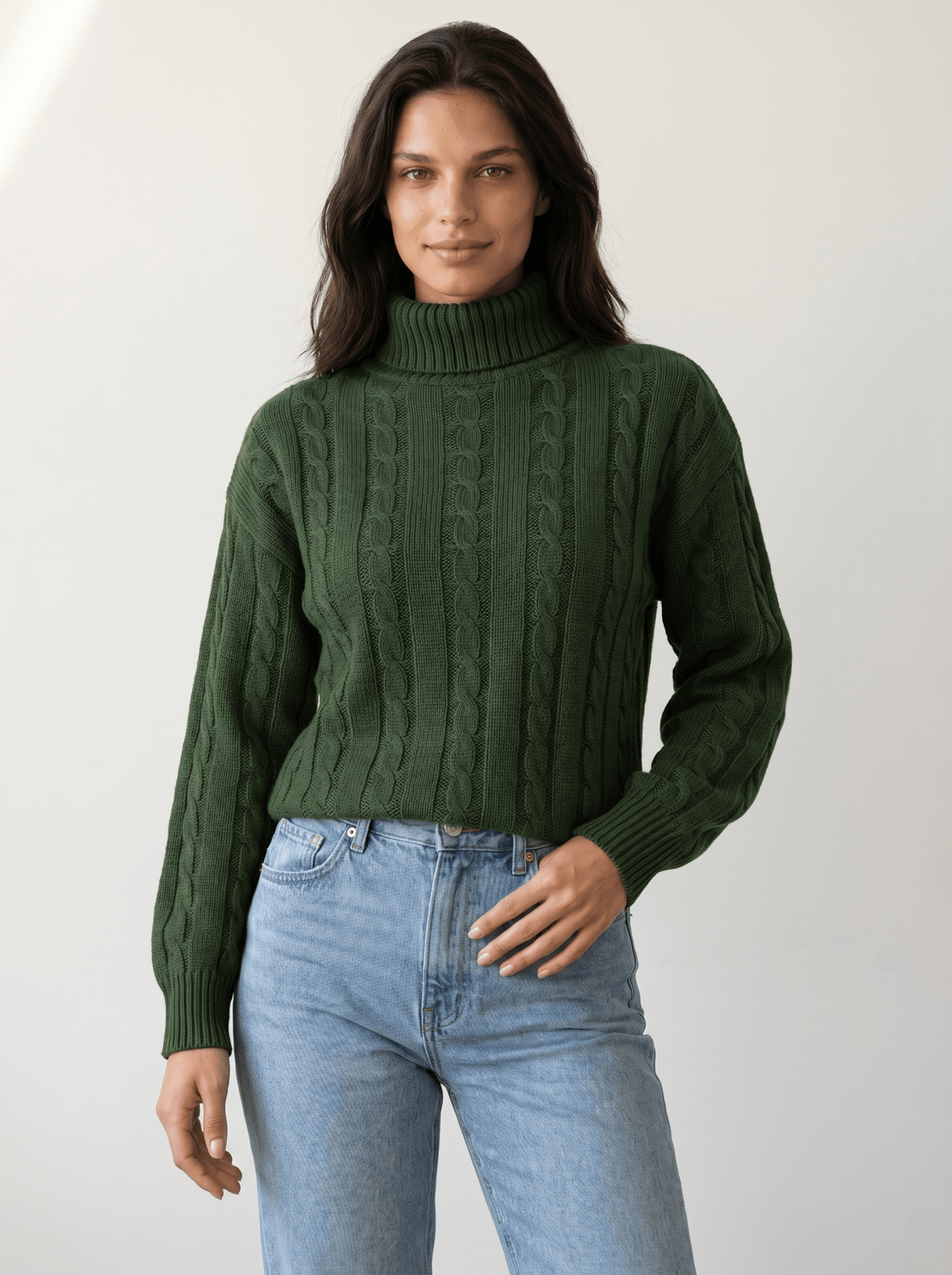 Cable Knit Turtleneck Sweater - vencé