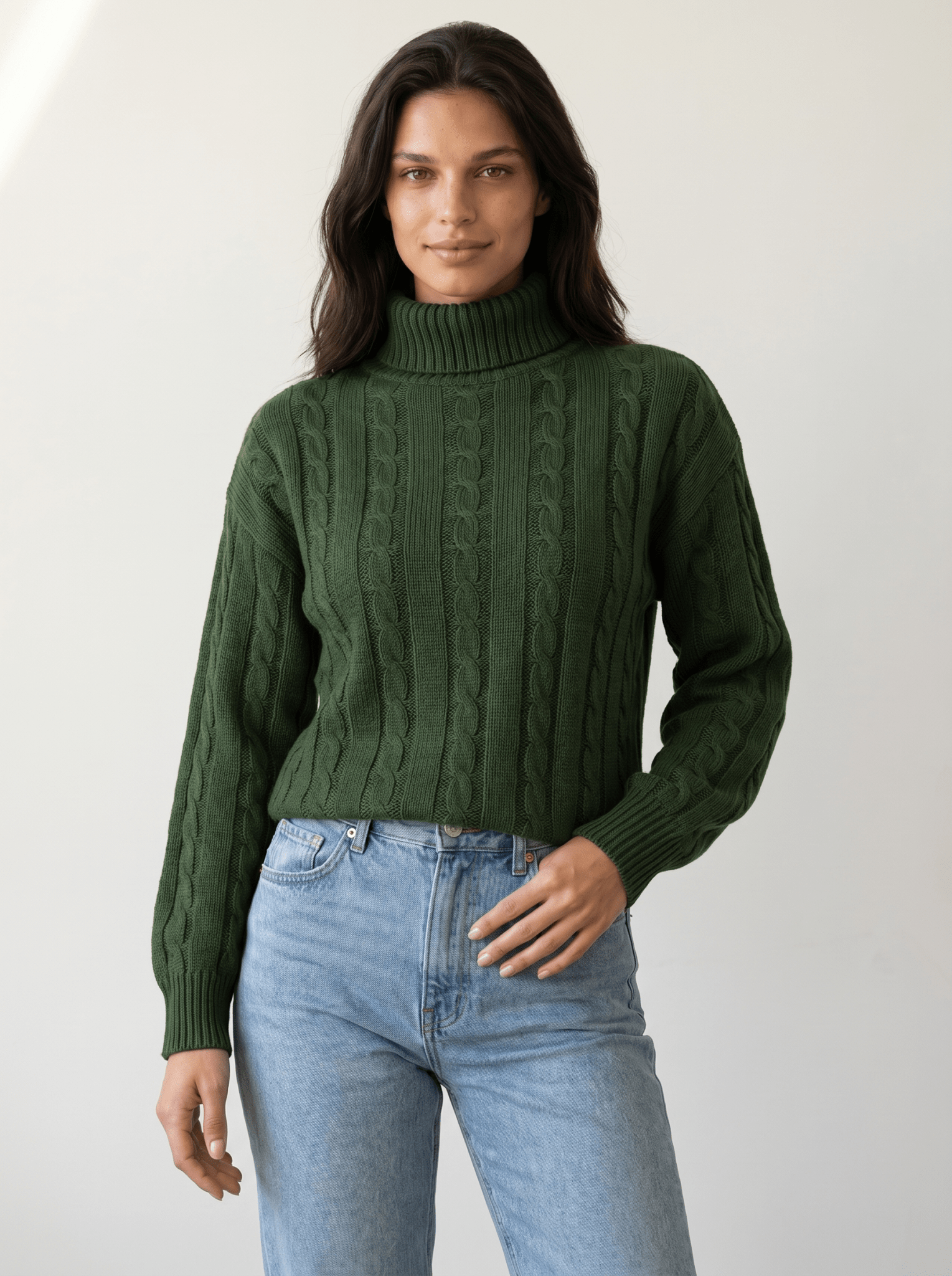 Cable Knit Turtleneck Sweater - vencé