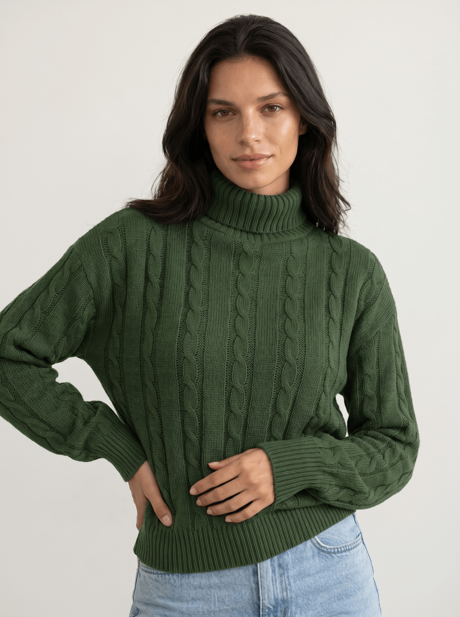 Cable Knit Turtleneck Sweater - vencé