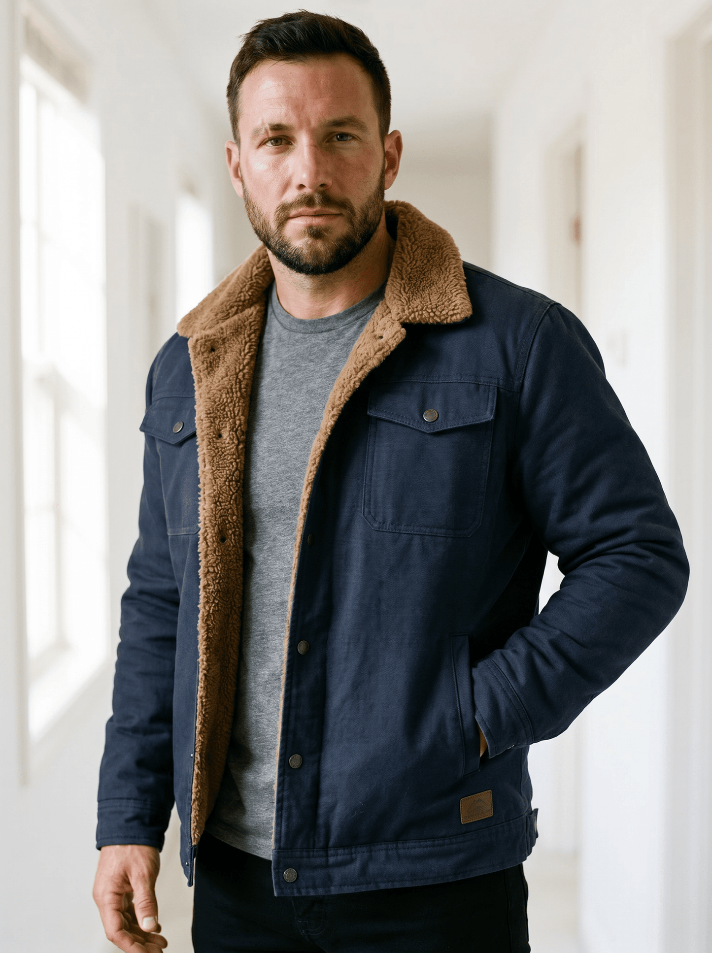 Cashmere-Cotton Mens Workwear Bomber Jacket - vencé