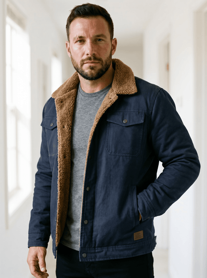 Cashmere-Cotton Mens Workwear Bomber Jacket - vencé