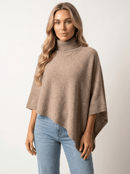 Cashmere Turtleneck Asymmetric Cape - vencé