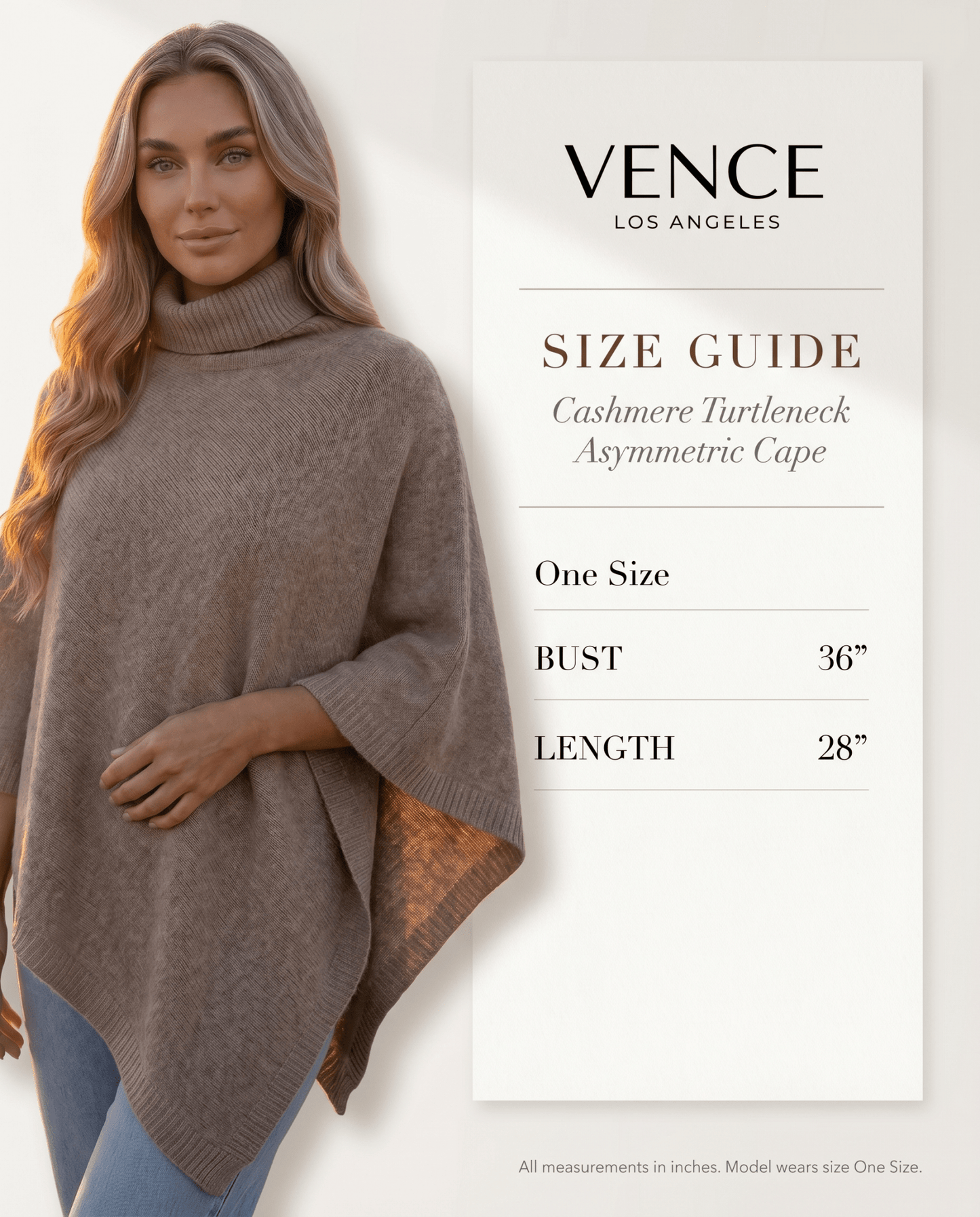 Cashmere Turtleneck Asymmetric Cape - vencé