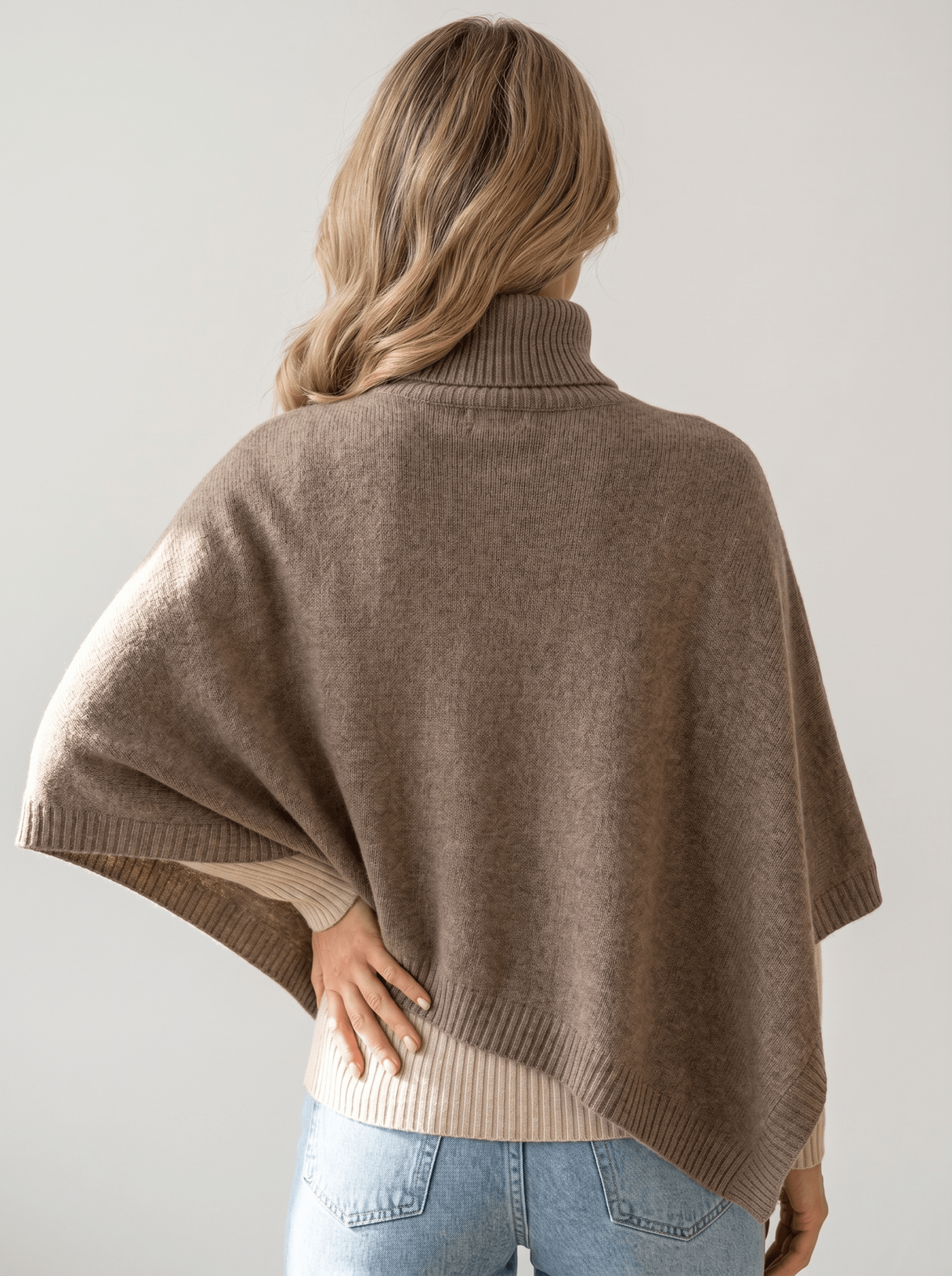 Cashmere Turtleneck Asymmetric Cape - vencé