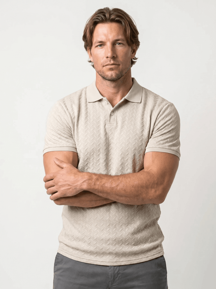 Color-Block Herringbone Polo