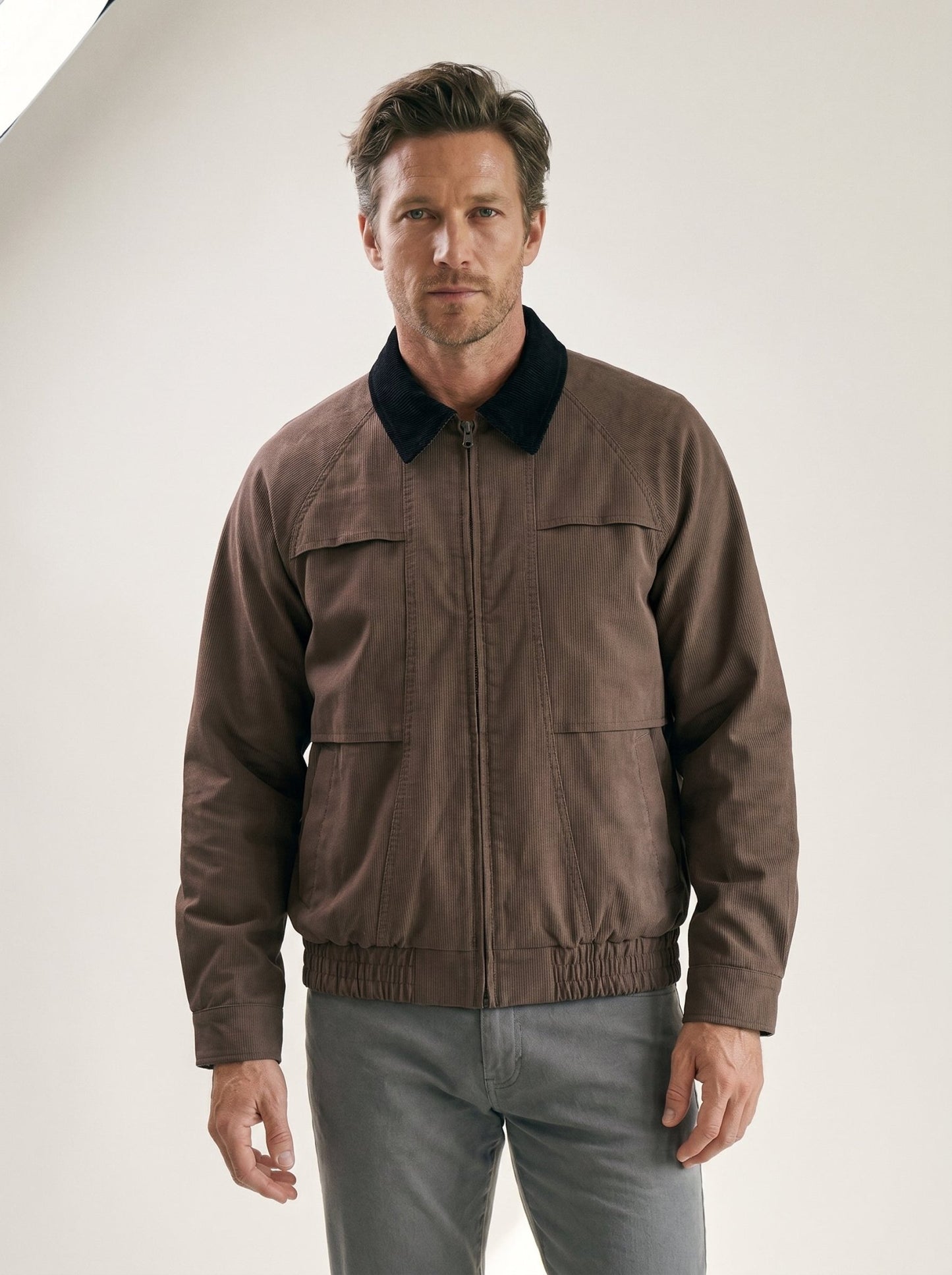 Corduroy Collar Cargo Bomber Jacket - vencé
