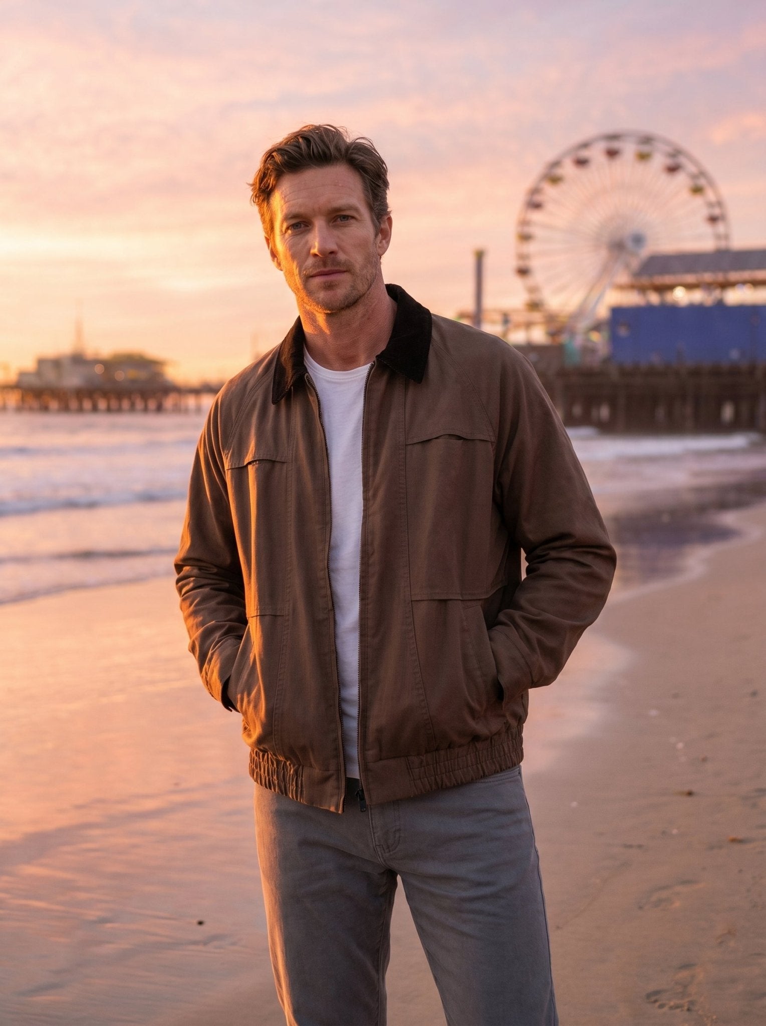 Corduroy Collar Cargo Bomber Jacket - vencé