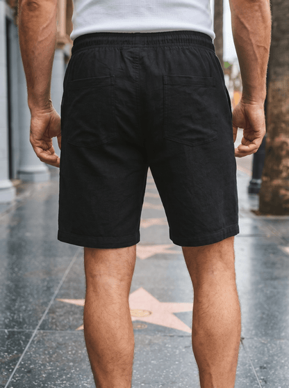 Cotton-Linen Drawstring Shorts - vencé