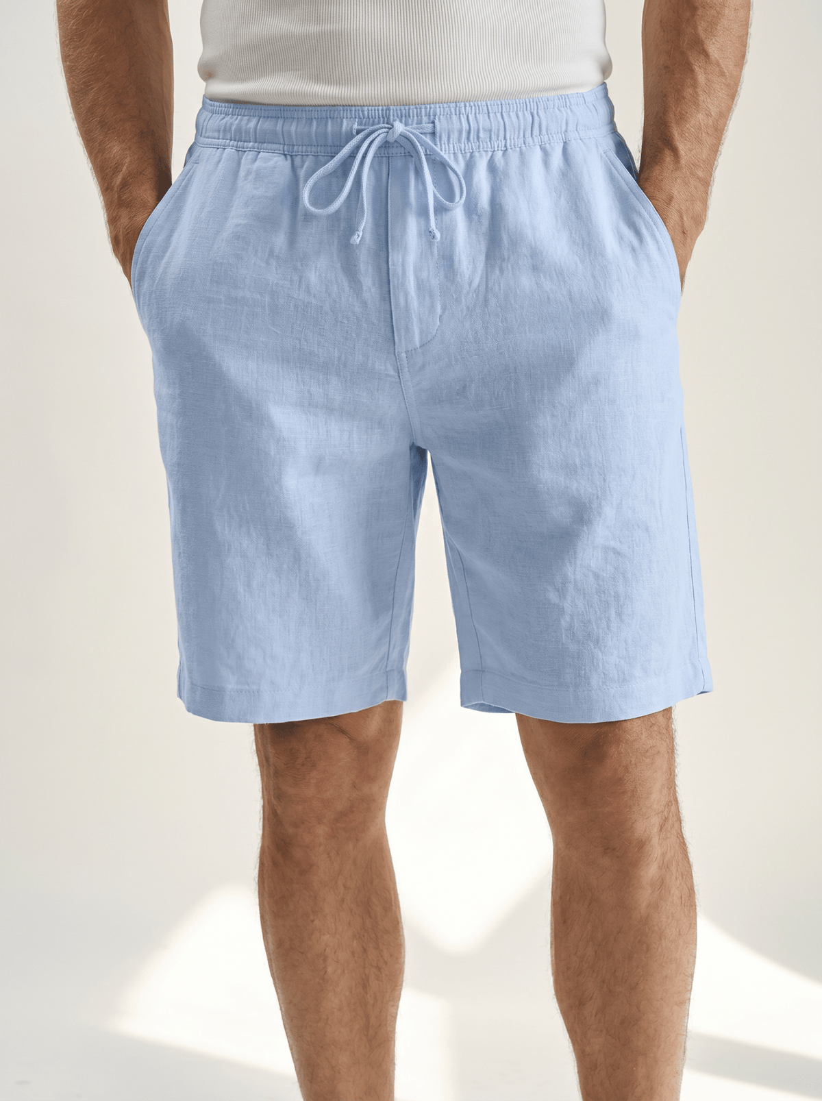 Cotton-Linen Drawstring Shorts - vencé