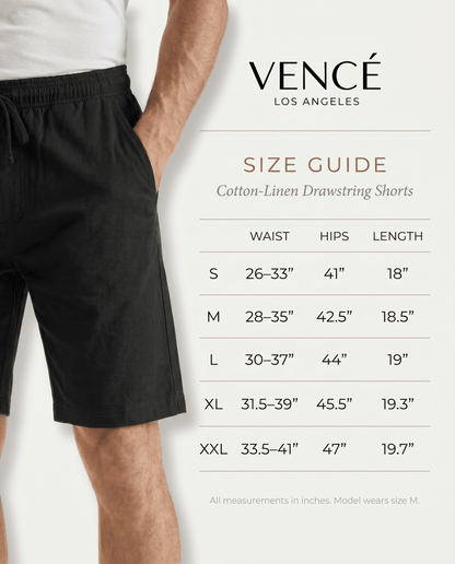 Cotton-Linen Drawstring Shorts - vencé