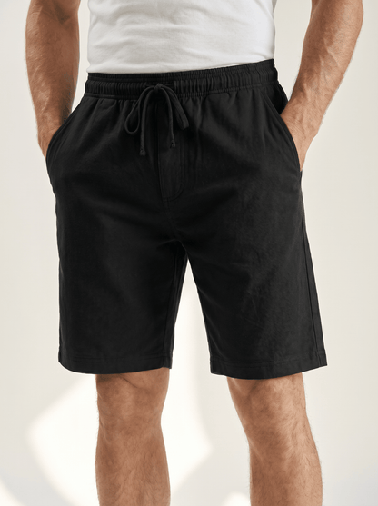 Cotton-Linen Drawstring Shorts - vencé