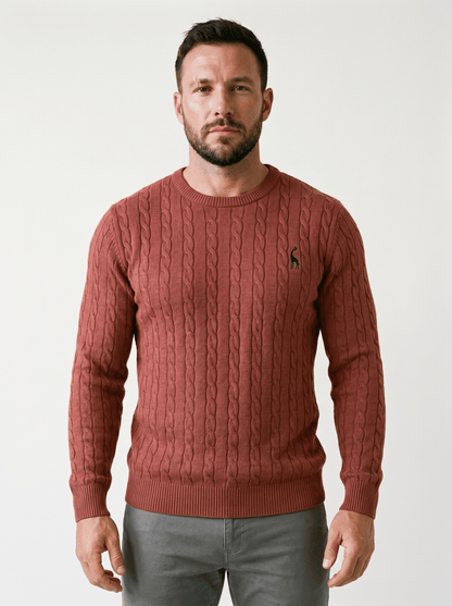 Crew-Neck Cable Knit Mens Sweater - vencé