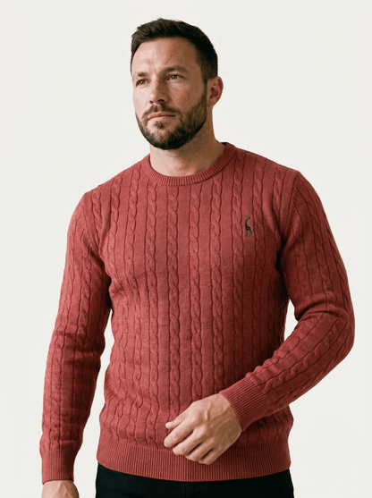 Crew-Neck Cable Knit Mens Sweater - vencé