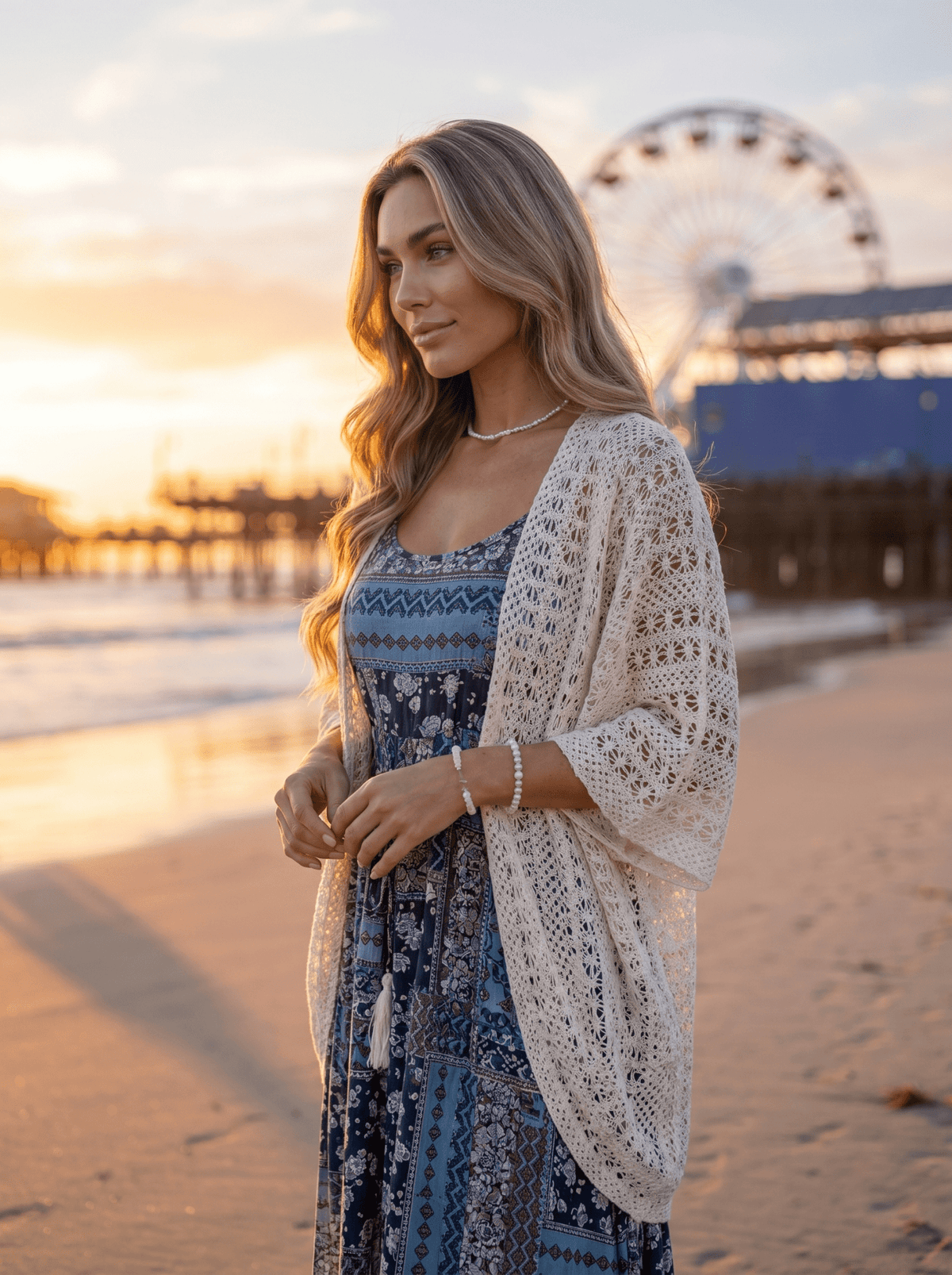 Crochet Lace Open-Front Cape Cardigan - vencé