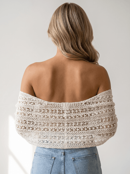 Crochet Lace Open-Front Cape Cardigan - vencé