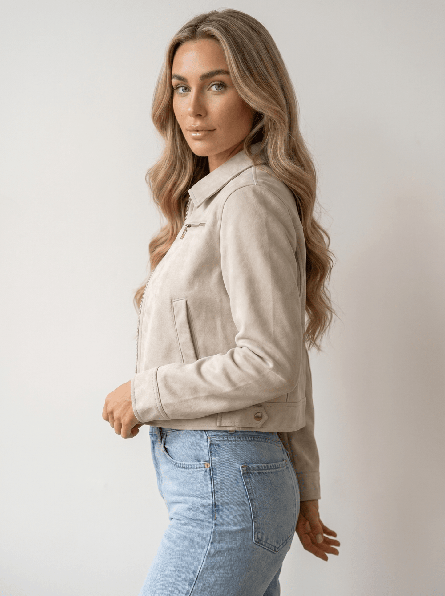 Cropped biker Leather Jacket - vencé