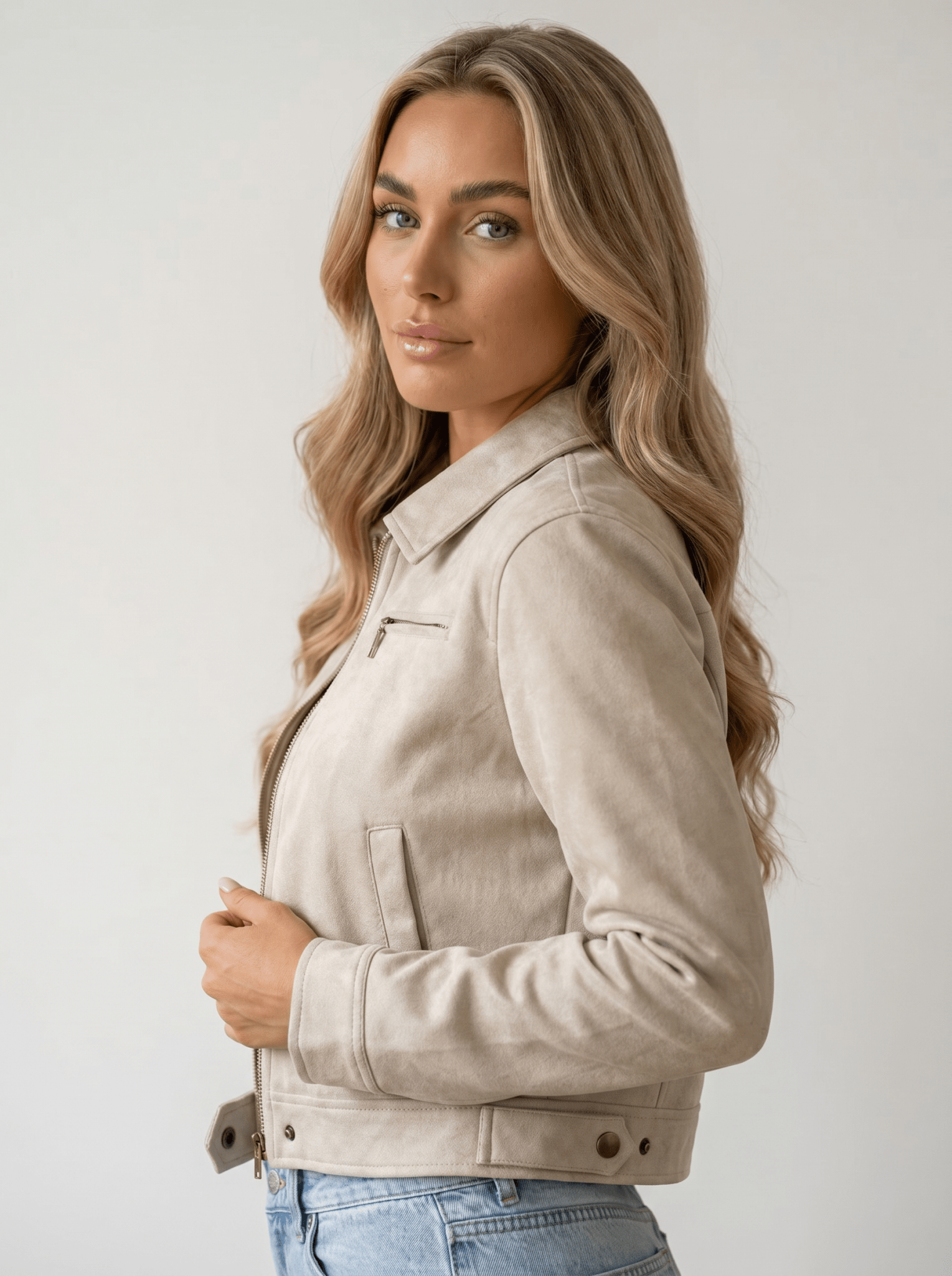 Cropped biker Leather Jacket - vencé