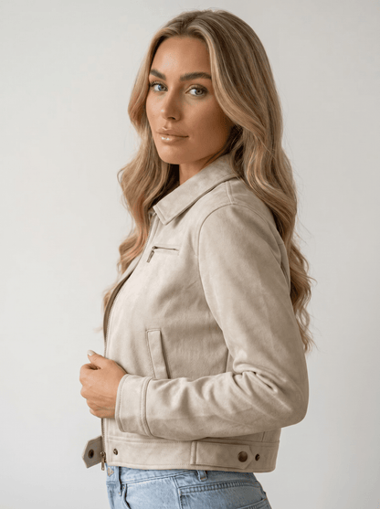 Cropped biker Leather Jacket - vencé