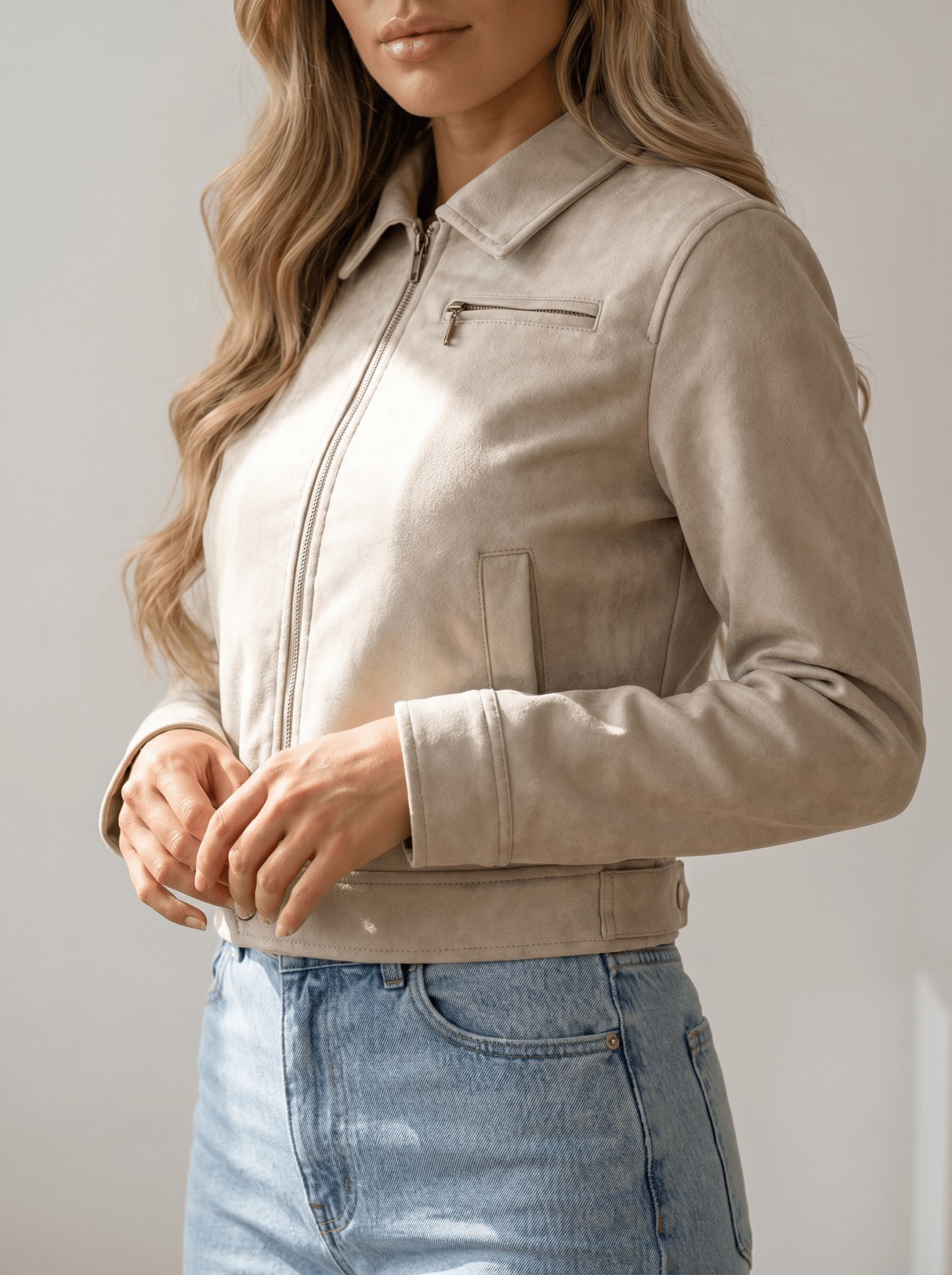 Cropped biker Leather Jacket - vencé
