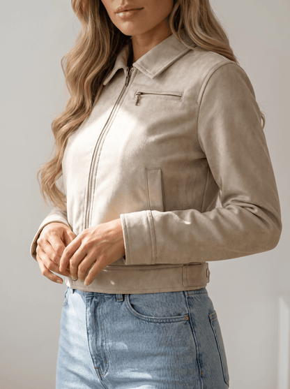 Cropped biker Leather Jacket - vencé