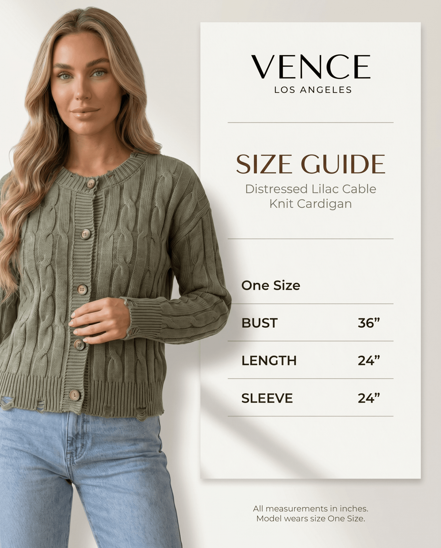 Distressed Cable Knit Cardigan - vencé