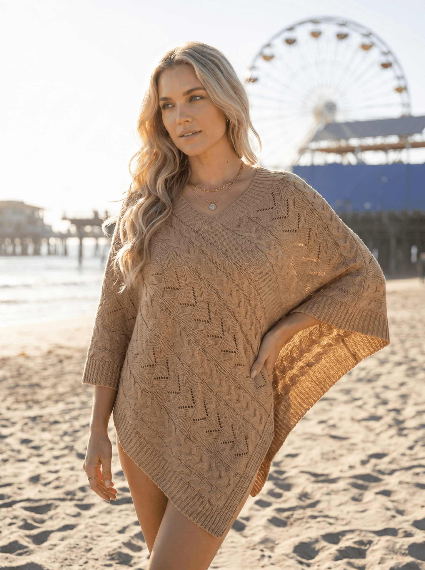 Elegant Solid Casual Cape Cardigan - vencé