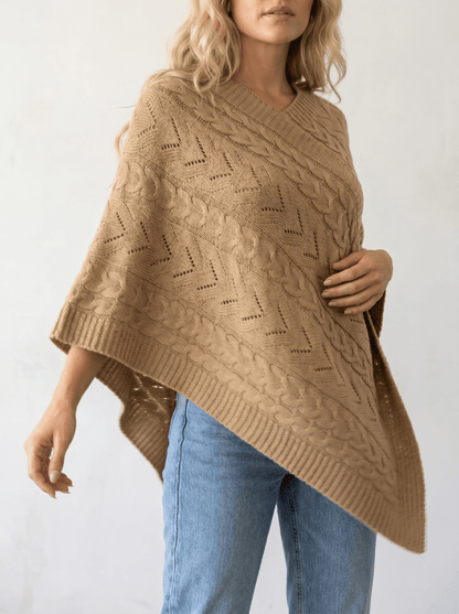 Elegant Solid Casual Cape Cardigan - vencé