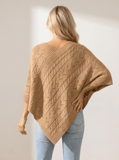 Elegant Solid Casual Cape Cardigan - vencé