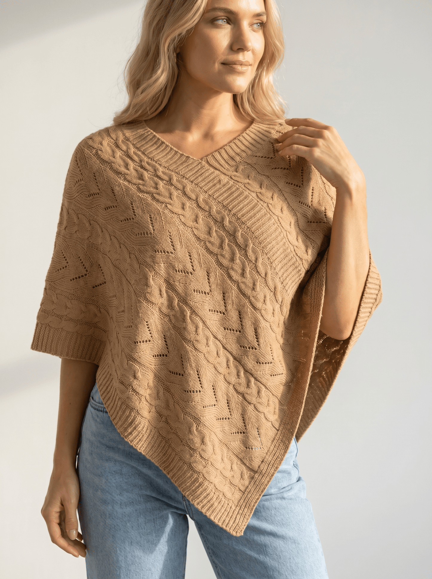 Elegant Solid Casual Cape Cardigan - vencé