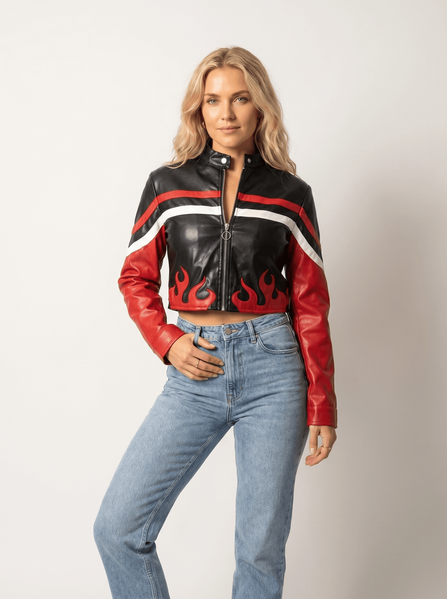 Faux Leather Biker Jacket - vencé