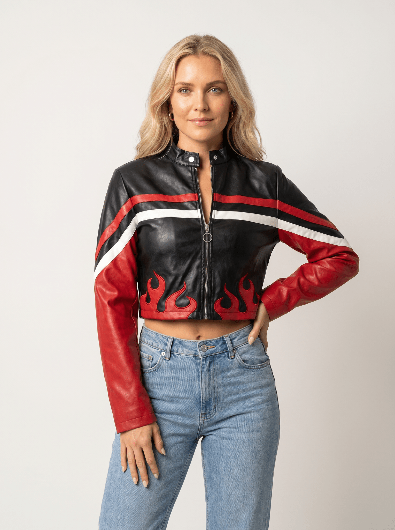Faux Leather Biker Jacket - vencé