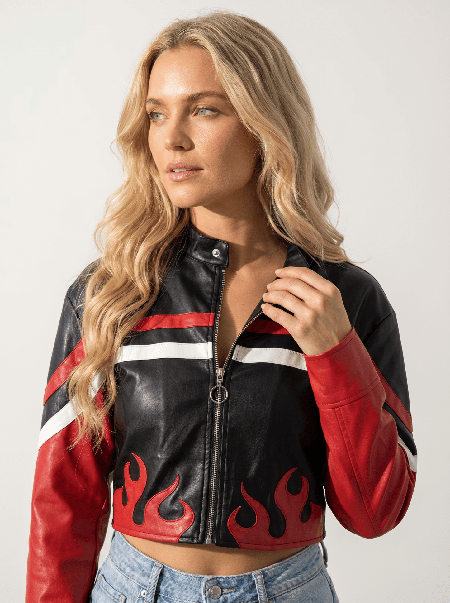 Faux Leather Biker Jacket - vencé