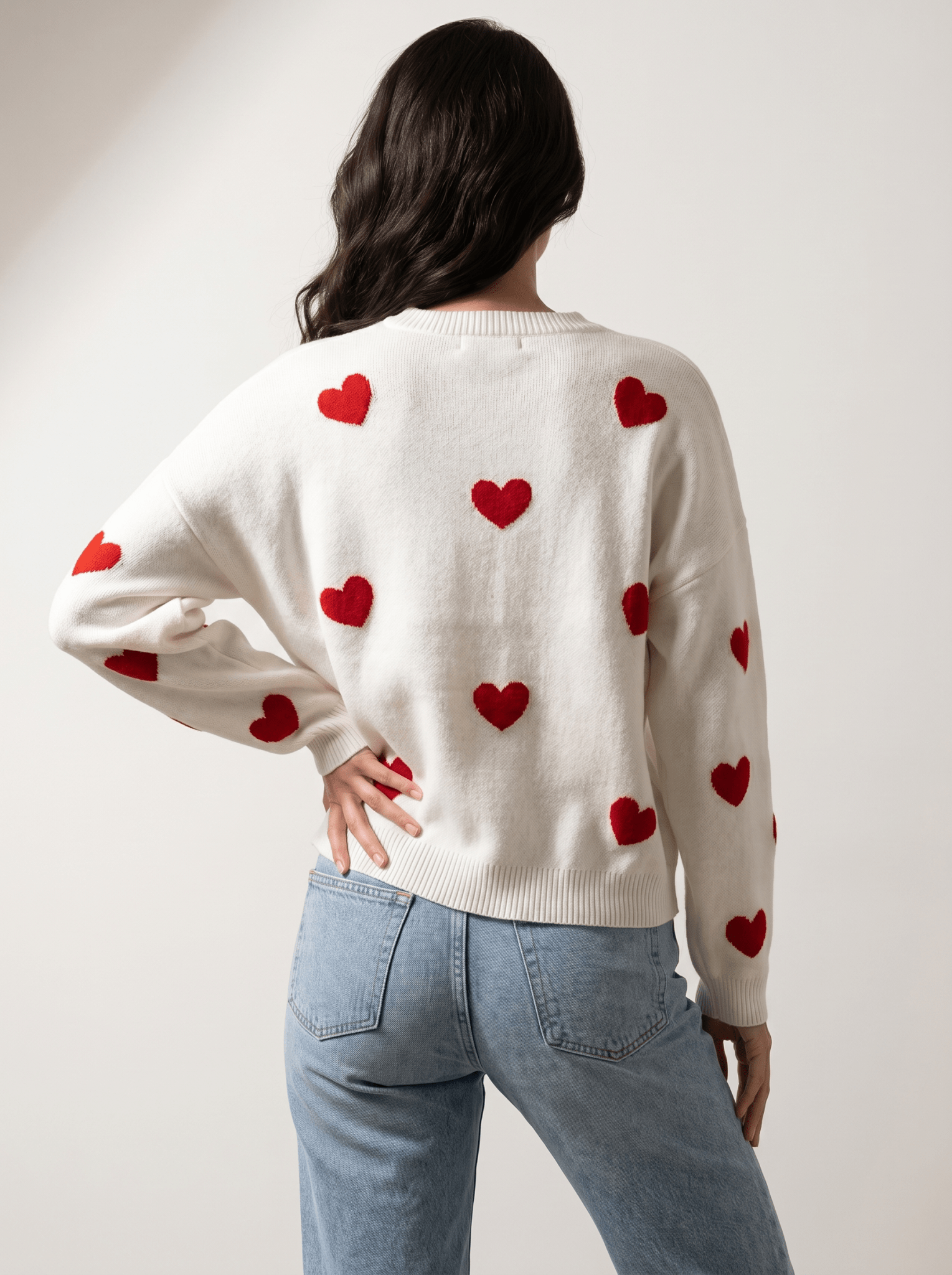 Heart-Print Oversized Knit Pullover - vencé