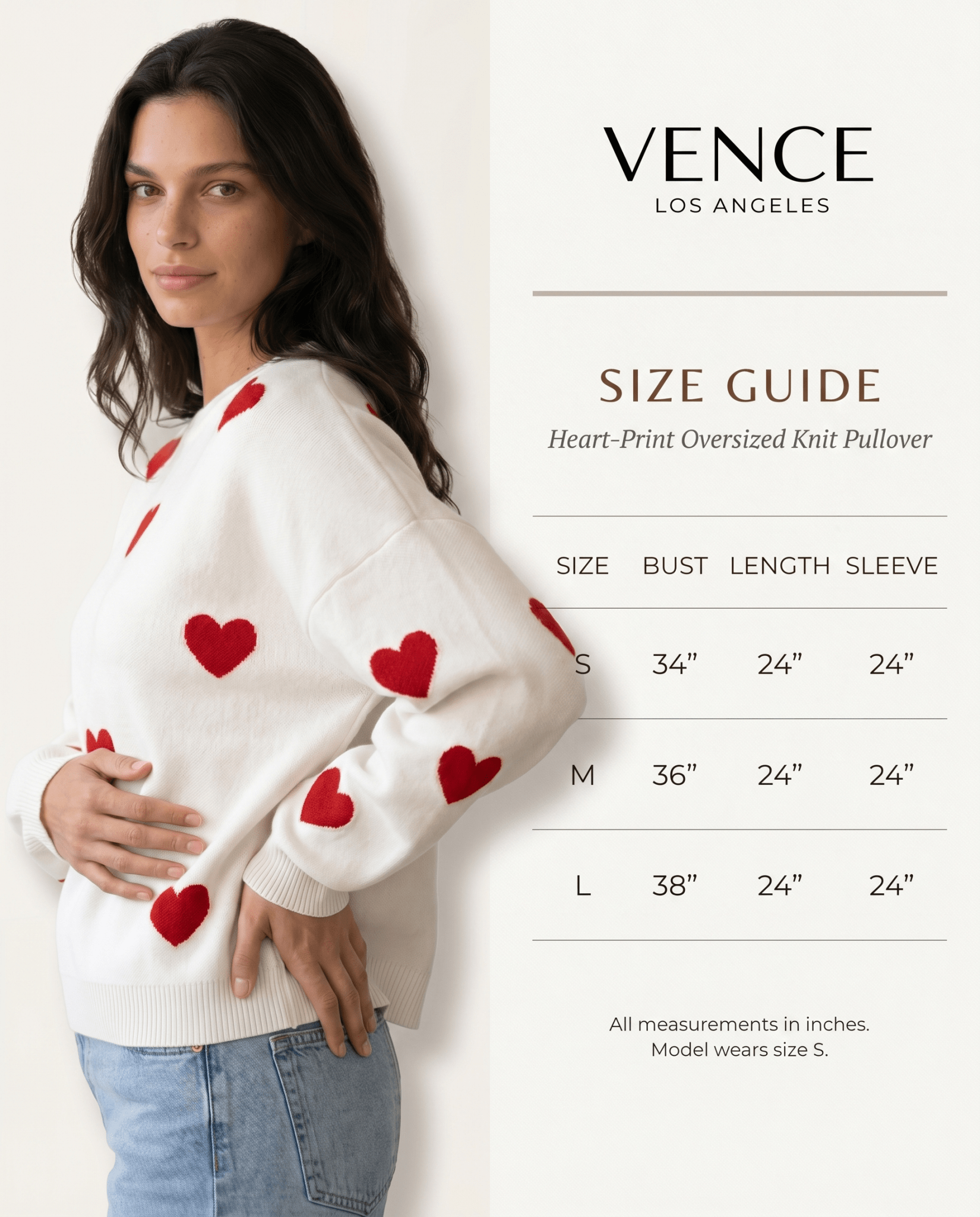 Heart-Print Oversized Knit Pullover - vencé