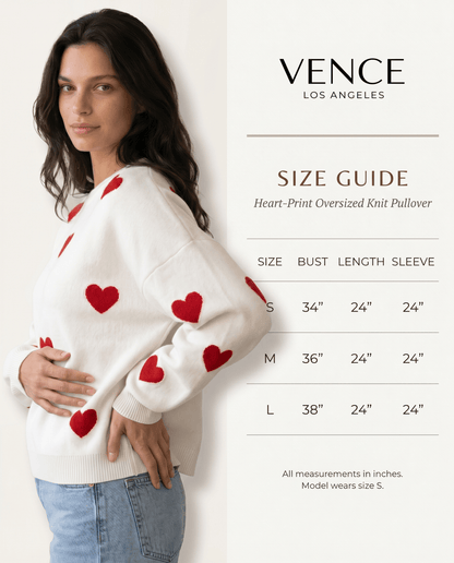 Heart-Print Oversized Knit Pullover - vencé