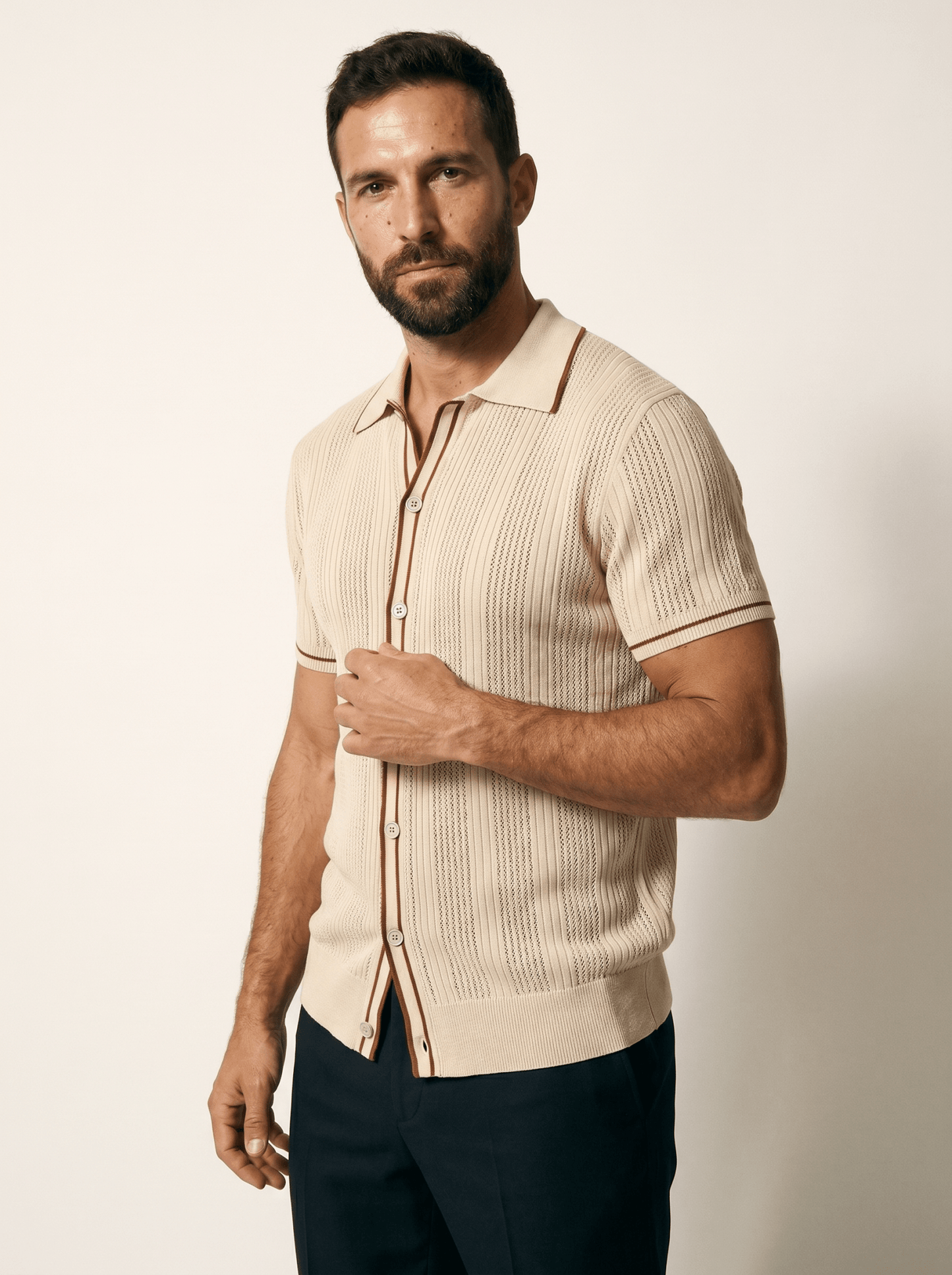 Knit Lapel Camp Shirt - vencé