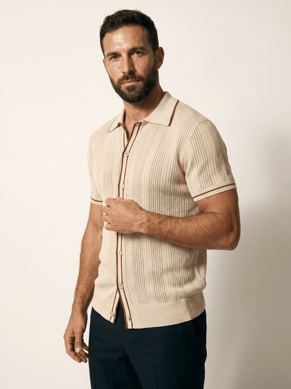 Knit Lapel Camp Shirt - vencé